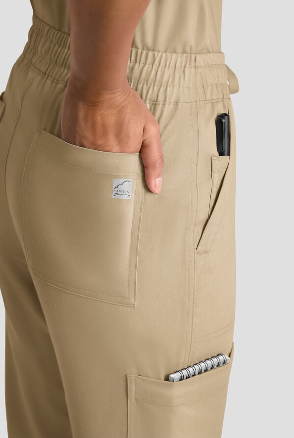 Butter-Soft STRETCH FLXTEK+ Women's 8-Pocket Straight Leg Cargo Scrub Pants - Golden Sand - 4