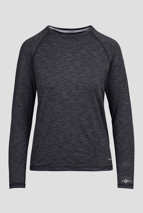 Camiseta m&eacute;dica Carhart Force estilo jaspeado con mangas ragl&aacute;n y 1 bolsillo para mujer - Black Heather - 1