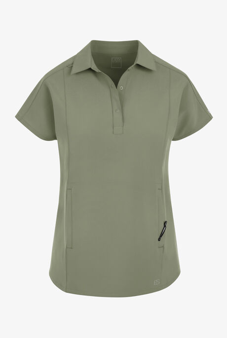 Easy STRETCH LEA Women's 3-Pocket Polo Collar Scrub Top
