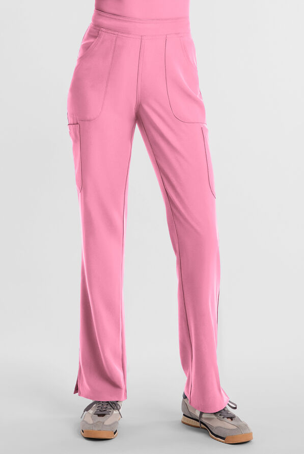 Med Couture Insight Women's 4-Pocket Flare Leg Cargo Scrub Pant - Taffy Pink - 1