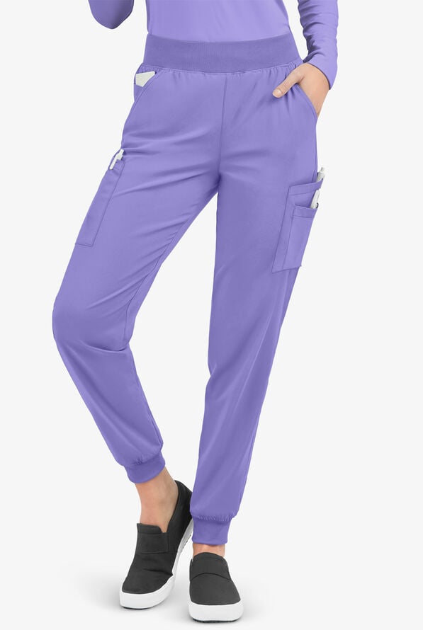 Easy STRETCH Mila Women's 7-Pocket Jogger Scrub Pants - Blueberry Crush - 1