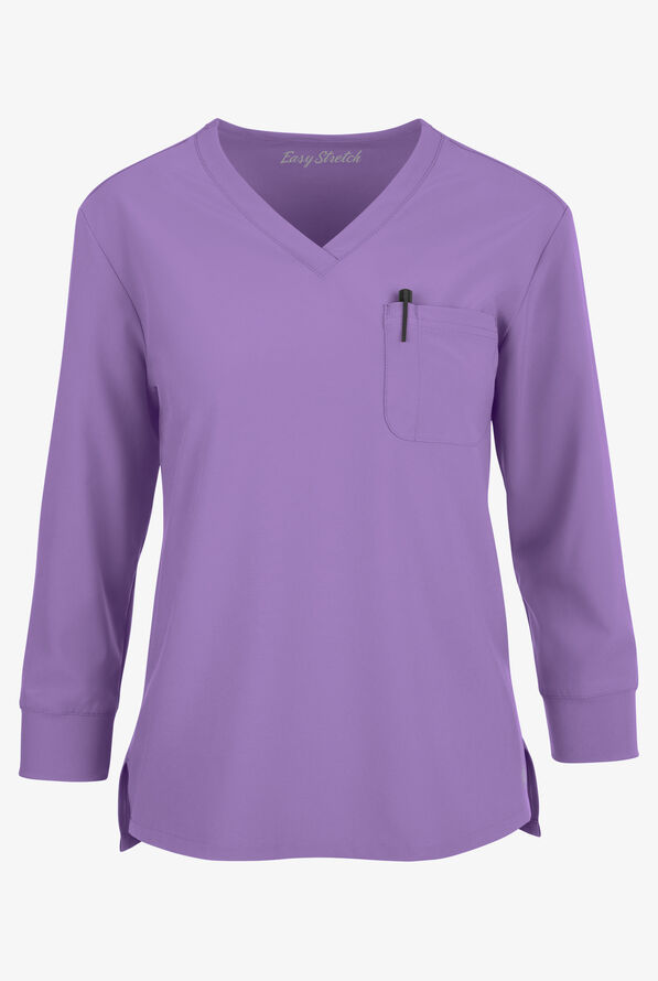 Easy STRETCH Women's Josie 2-Pocket Relaxed 3/4" Sleeve Scrub Top - Ultraviolet Light - 1