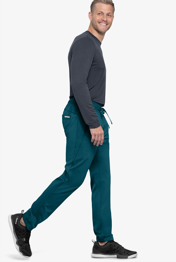 Cherokee Workwear Revolution Men's 5-Pocket STRETCH Jogger Scrub Pants - Caribbean Blue - 5