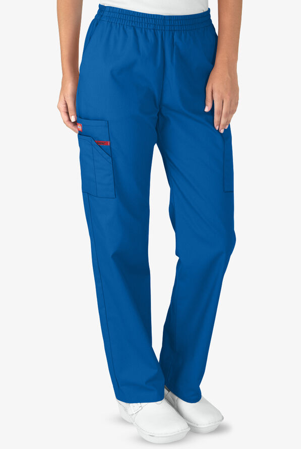 Dickies EDS Signature Women's 6-Pocket Classic Fit Pull-On Scrub Pants - Petite - Royal - 1