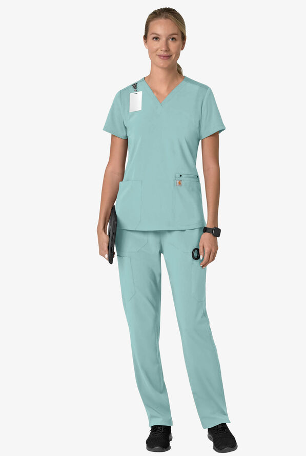 Carhartt Cross-Flex Force Women's 3-Pocket STRETCH Knit Panel Scrub Top ...