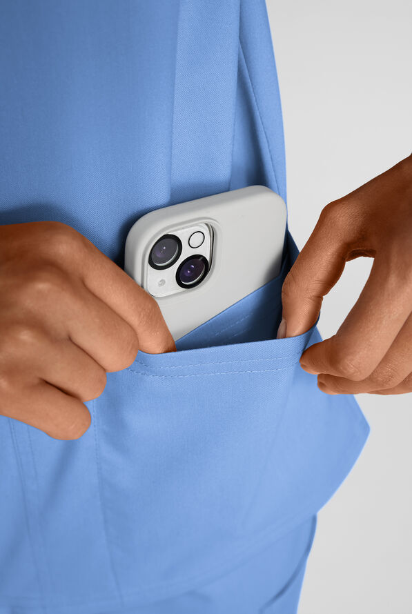 Butter-Soft STRETCH FLXTEK+ Women's 4-Pocket V-Neck Scrub Top - Ceil Blue - 5