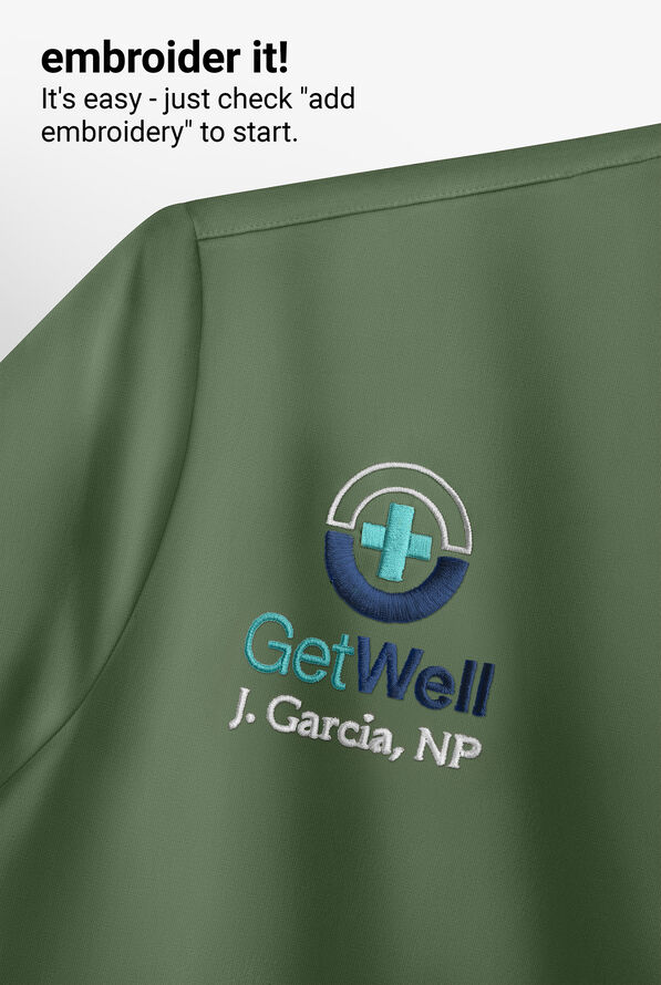 Camisa m&eacute;dica Cherokee Infinity con 2 bolsillos y paneles laterales de tejido para hombre  - Olive - 4