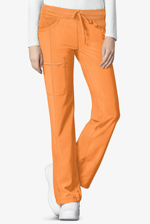 Infinity Women's 4-Pocket STRETCH Drawstring Scrub Pants - Orange Sunrise - 1