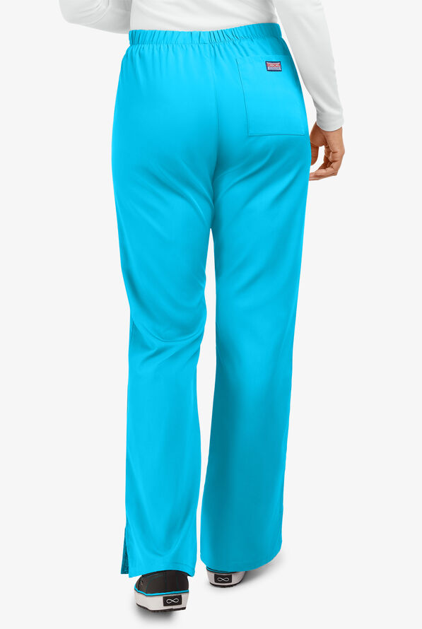 Cherokee Workwear Women's 3-Pocket Flare Leg Drawstring Scrub Pants - Tall - Turquoise - 4