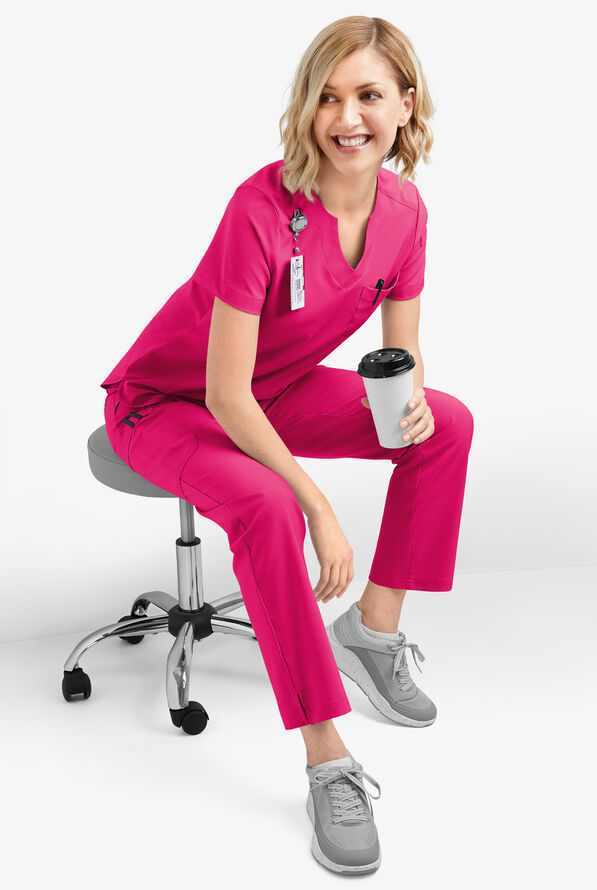 Easy STRETCH Nikki Women's 1-Pocket Scallop Neck Tuck-In Scrub Top - Flirt - 8