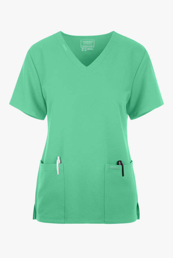 Cherokee Workwear Originals Ultra Women's 2-Pocket V-Neck Scrub Top - Botanical Green - 1