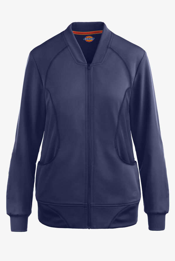 Dickies Dynamix Women's 2-Pocket STRETCH Zip Front Scrub Jacket - Navy - 1