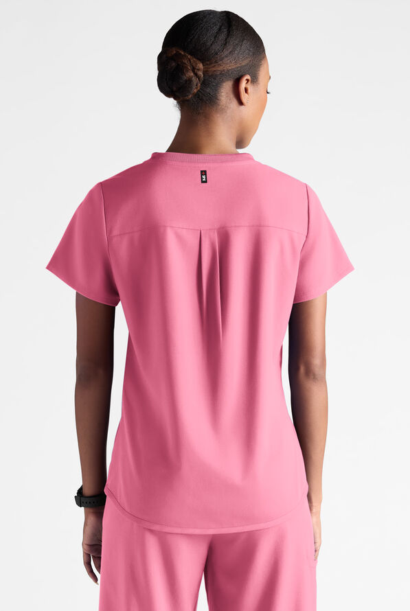 Blusa m&eacute;dica Grey's Anatomy by Barco Emerge STRETCH con cuello redondo y 1 bolsillo para mujer - Glow Pink - 2
