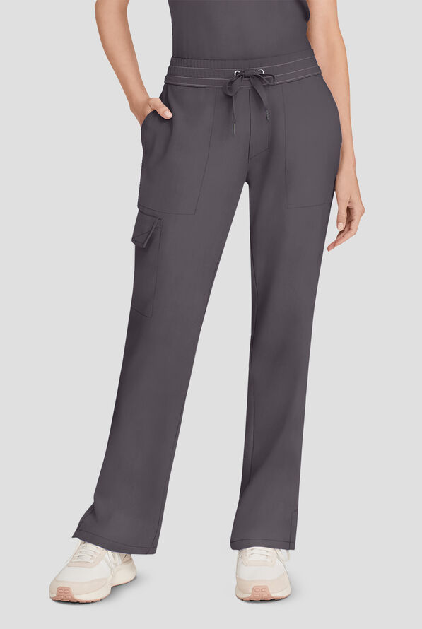 Healing Hands Quest Women's 4-Pocket STRETCH Straight Leg Drawstring Cargo Scrub Pant - Pewter - 1