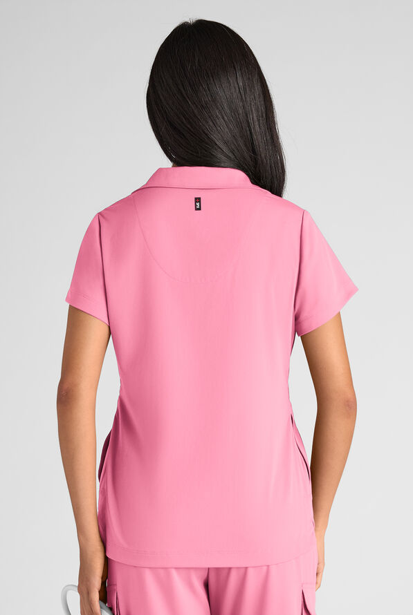 Grey's Anatomy by Barco Emerge Emery Women's 3-Pocket STRETCH Collar V-Neck Scrub Top - Glow Pink - 3
