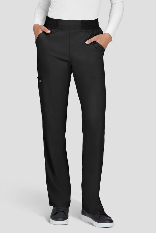 koi Basics Wrenlee Women's 6-Pocket STRETCH Bootcut Scrub Pants - Black - 1