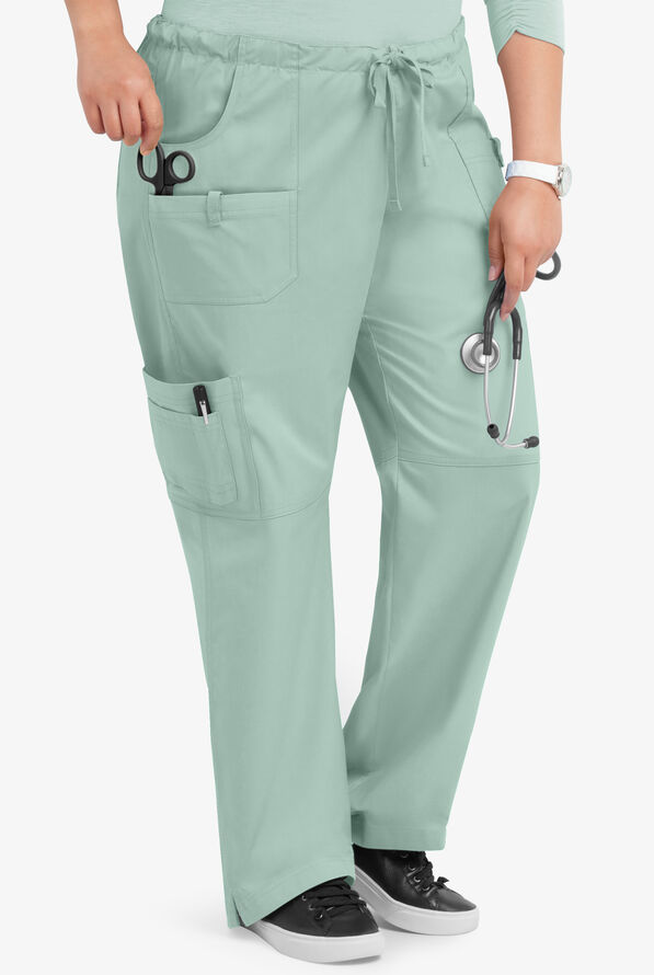 Pantal&oacute;n m&eacute;dico Butter-Soft STRETCH Tall con cord&oacute;n y 10 bolsillos para mujer - Eucalyptus Leaf - 4