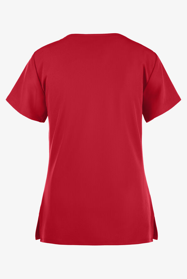 Skechers by Barco Reliance Women's 3-Pocket STRETCH Mock Wrap Scrub Top - Red - 3