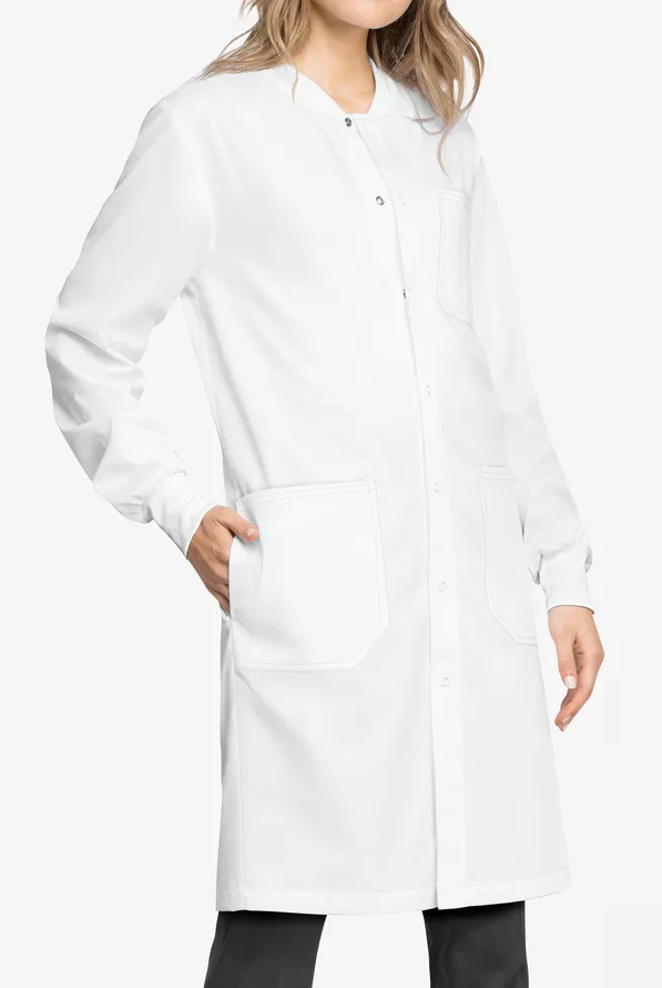 Lab Coat Ruffle Workwear Revolution Tech Unisex Snap Front Lab Coat, Lab Coats