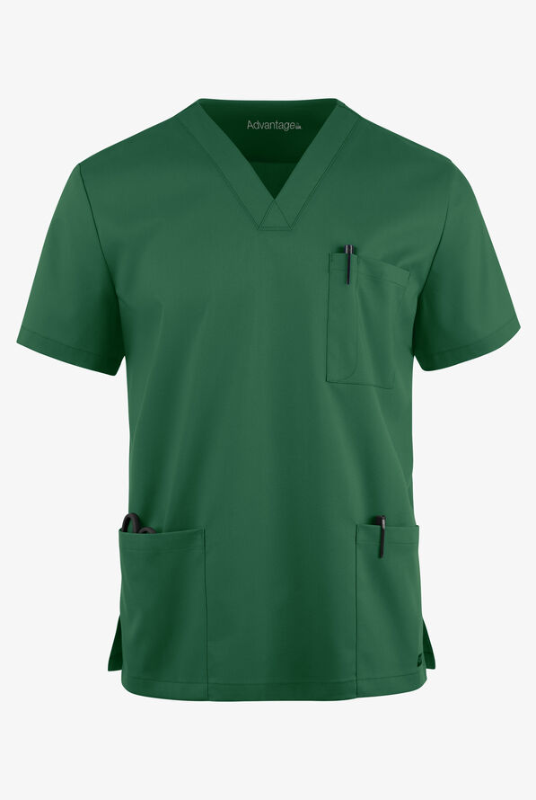 Advantage STRETCH Men's 6-Pocket V-Neck Scrub Top - Hunter - 1