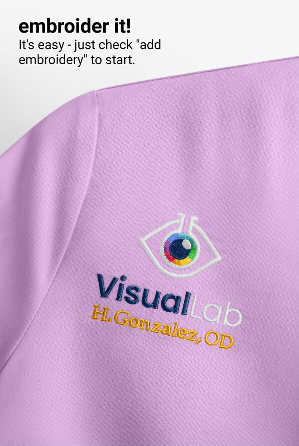 Med Couture Touch Women's 3-Pocket STRETCH Rib-Knit Side Panels Shirttail V-Neck Scrub Top - Lilac - 5