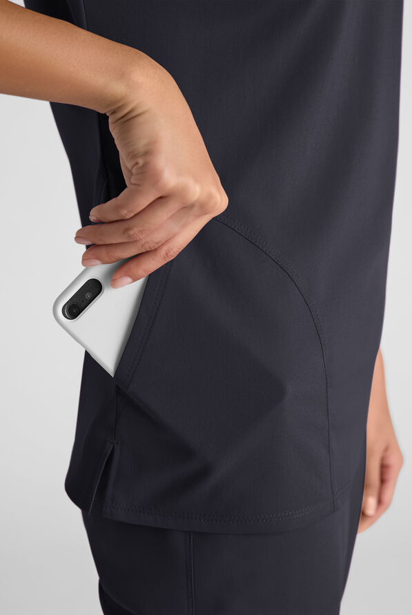 Grey's Anatomy by Barco Emerge Brylyn Women's 2-Pocket STRETCH Dolman Sleeve V-Neck Scrub Top - Steel Gray - 5