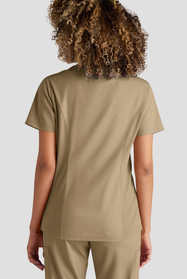 Butter-Soft STRETCH FLXTEK+ Women's 3-Pocket Crew Neck Scrub Top - Golden Sand - 6