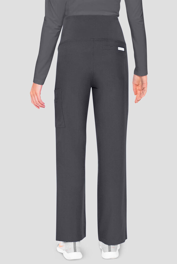 Med Couture Touch Maternity Women's 1-Pocket STRETCH High Waist Straight Leg Scrub Pant - Pewter - 4