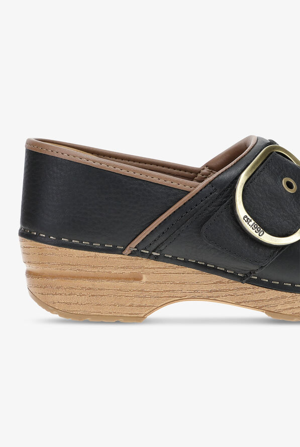 Dansko Women's Pearson Black Tumbled Leather Clog - Black - 4