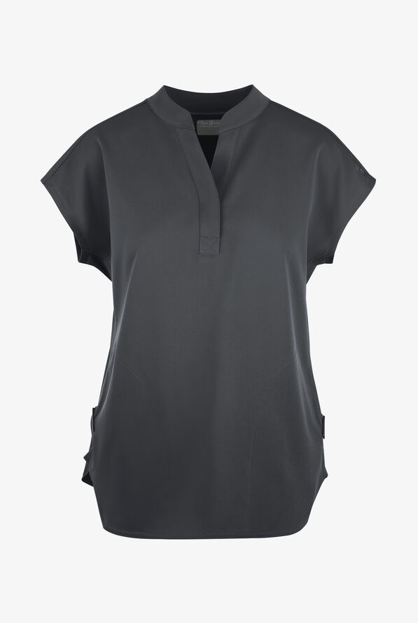 Blusa médica Zavate Ava Therese Piper STRETCH con cuello mao y mangas dolmán para mujer - Pewter - 1