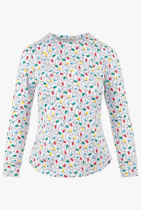  Zavate Ava Therese Let's Get Lit Christmas Women's STRETCH Long Sleeve Knit Underscrub - null - 1