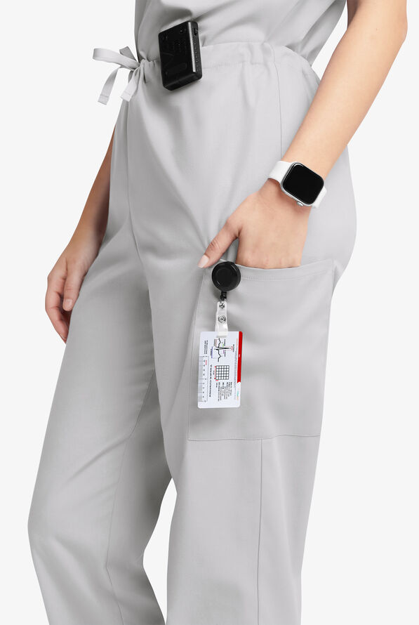 Butter-Soft Originals Unisex 4-Pocket Drawstring Relaxed Straight Leg Scrub Pants - Silver - 2