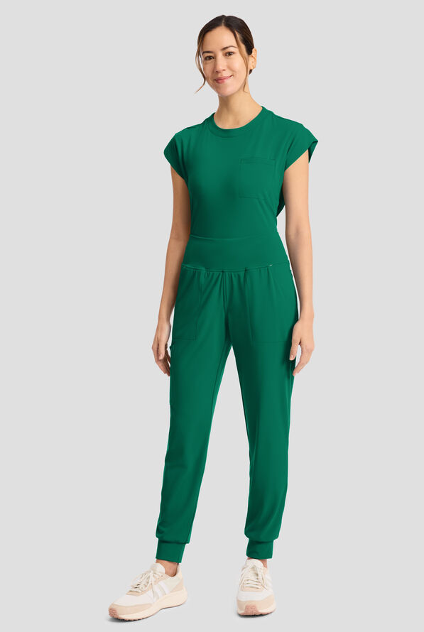 Cherokee Achieve Women's 5-Pocket STRETCH Cargo Jogger Knit Scrub Pants - Hunter - 5