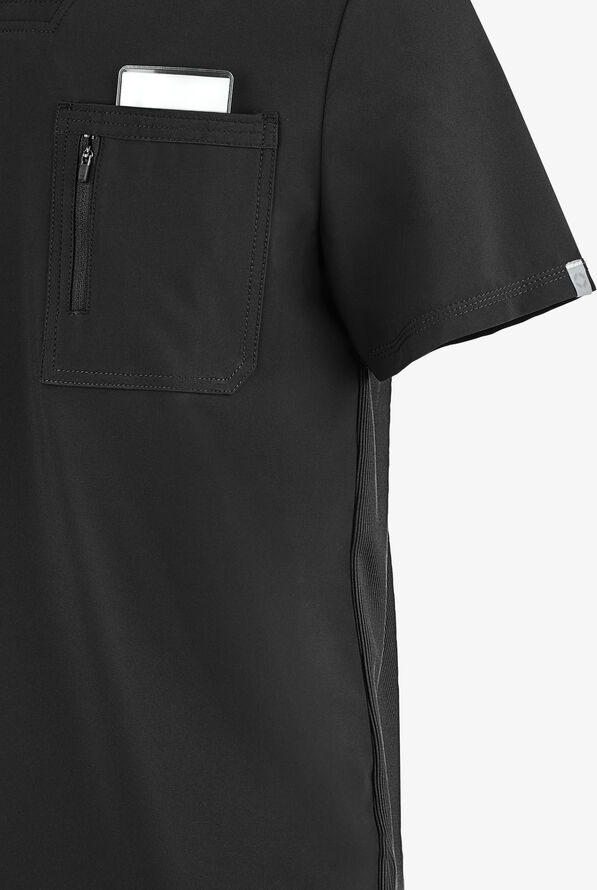 Infinity Men's 2-Pocket STRETCH V-Neck Scrub Top - Black - 3