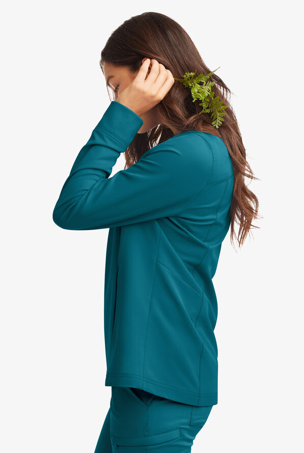 Chaqueta médica manga larga ReSurge Quartz con 6 bolsillos y cremallera para mujer - Caribbean Blue - 3