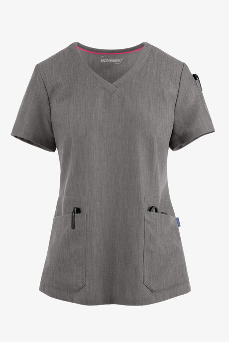 Blusa médica MOVEMENT by Butter-Soft Antares STRETCH con cuello en V y 4 bolsillos para mujer