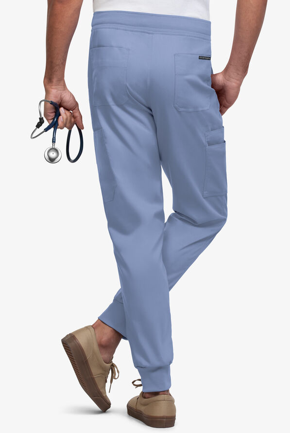 Advantage STRETCH Men's 9-Pocket Knit Waistband Jogger Scrub Pants - Ceil Blue - 2