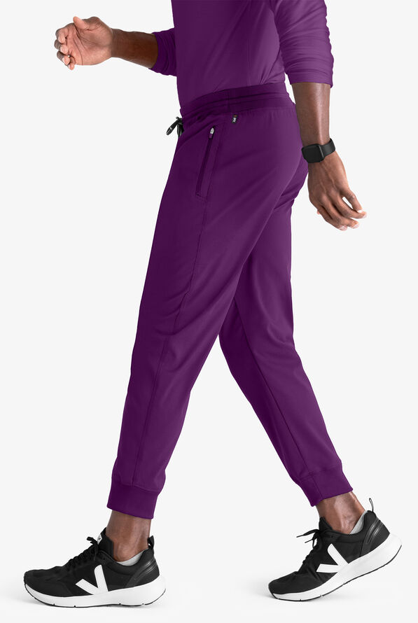 Grey's Anatomy by Barco Spandex STRETCH Murphy Men's 5-Pocket Cargo Jogger Scrub Pants - Eggplant - 2