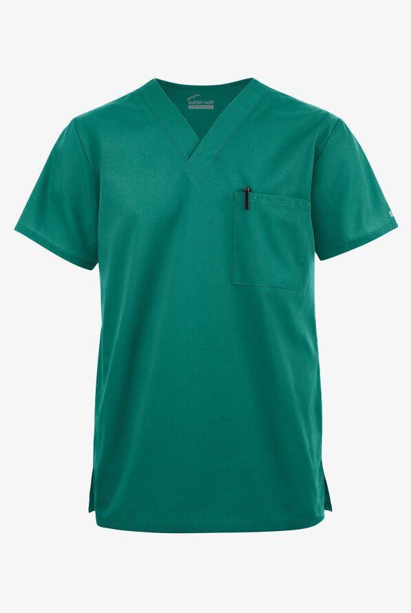 Blusa médica unisx Butter-Soft Originals con cuello en V y 2 bolsillos - Hunter - 1