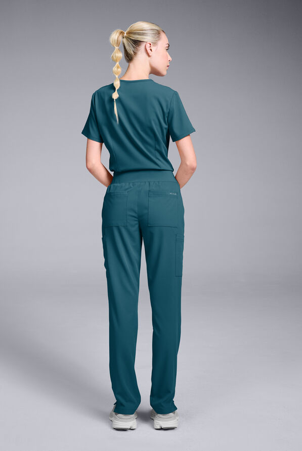Hypothesis Women's Base 7-Pocket Straight Leg Cargo Scrub Pant - Petite - Caribbean Blue - 2