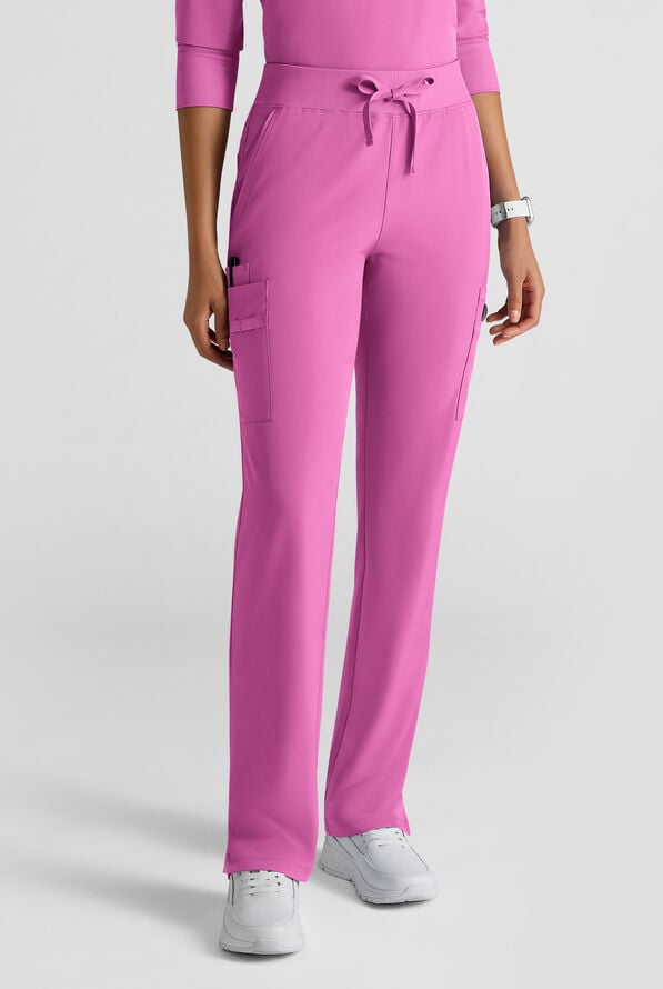 WhisperLite YARA Women's 10-Pocket STRETCH Cargo Straight Leg Scrub Pants - Magnesium Pink - 1