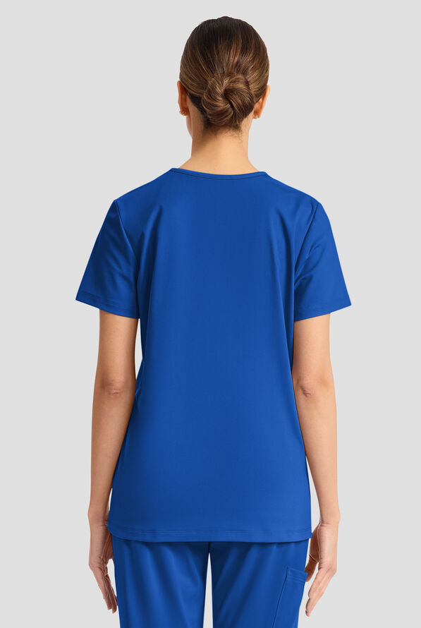Cherokee Achieve Women's 1-Pocket Tuck in V-Neck Scrub Top - Royal - 3