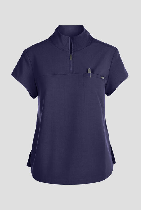 Healing Hands Quest Women's 1-Pocket STRETCH Tuck In Half Zip Collar Scrub Top