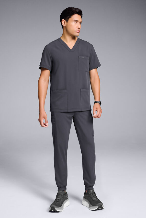 Conjunto de uniforme médico Hypothesis S-R Shift Ready estilo jogger con cuello en V para hombre - Pewter - 2