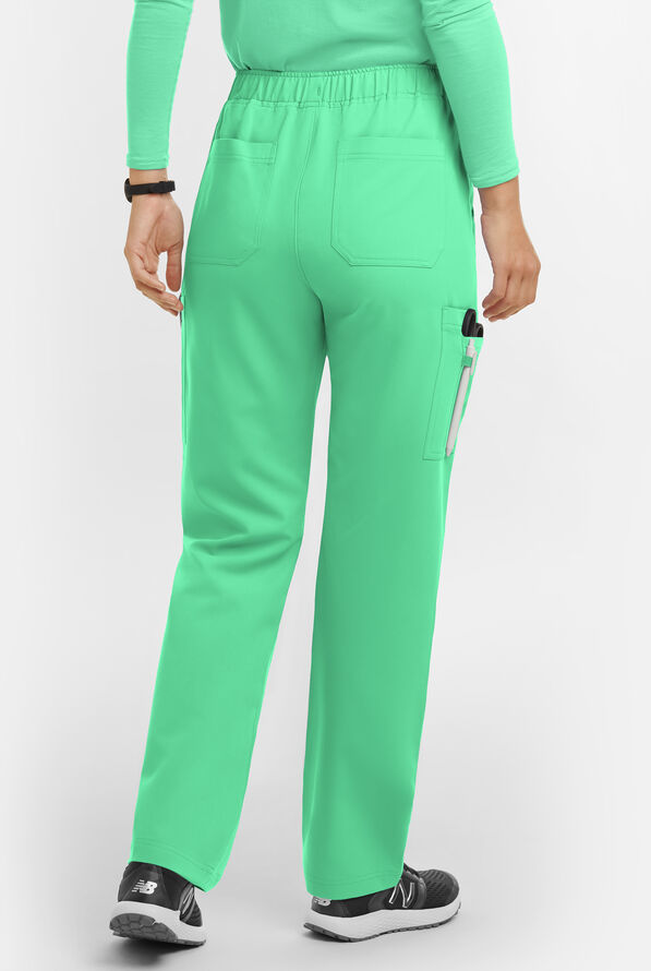 MOVEMENT by Butter-Soft Rigel Women's 9-Pocket Interior Drawstring STRETCH Scrub Pants - Petite - Neo Mint - 2