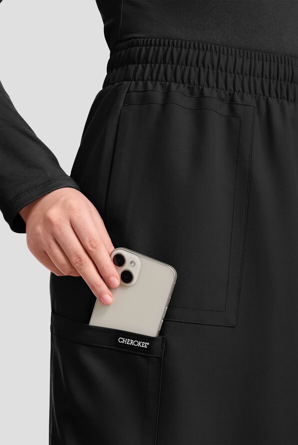 Cherokee Workwear Originals Ultra Women's 3-Pocket Pull-On Maxi Scrub Skirt - Black - 2