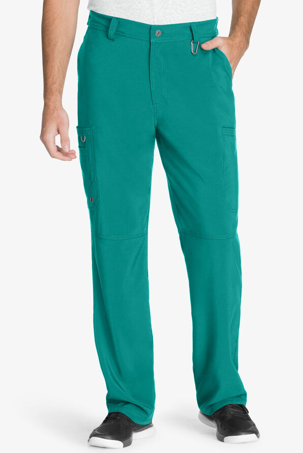 Infinity Men's 5-Pocket STRETCH Tapered Leg Cargo Scrub Pants - Teal - 1