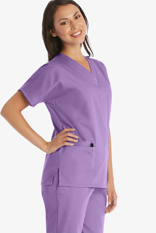 Cherokee Workwear Women's 3-Pocket V-Neck Scrub Top - Orchid - 3