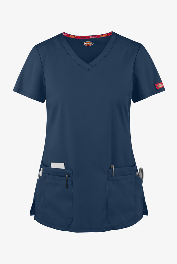 Dickies EDS Signature Women's 6-Pocket Contemporary Fit V-Neck Scrub Top - Navy - 1