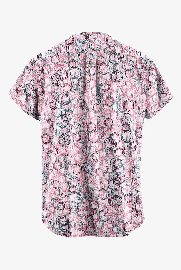 Blusa médica estampada Easy STRETCH Dotted Geo Cashmere Rose con mangas dolmán y 2 bolsillos para mujer - null - 2